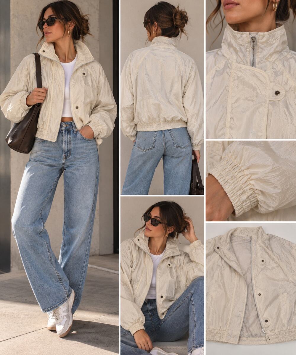 VTG Down Alternative Jacket Andy Johns White Puffer Ski M 80s 90s Snow Bunny